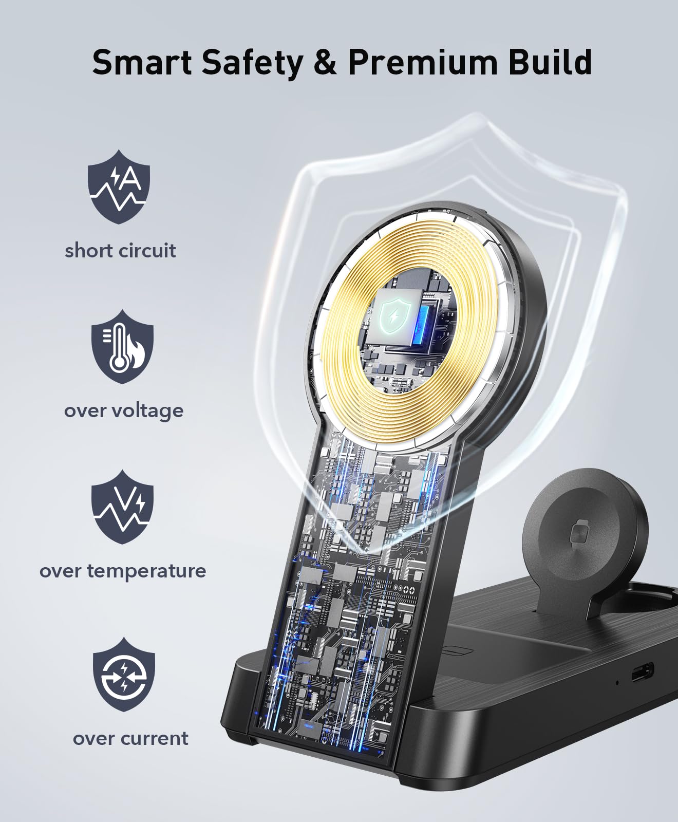 3 in 1 Magnetic Wireless for iPhone Charging Station: Foldable Portable Charger for iPhone 17-12 Pro Max & Apple Watch & AirPods, for Apple Multiple Devices Charger for Home,Office&Travel